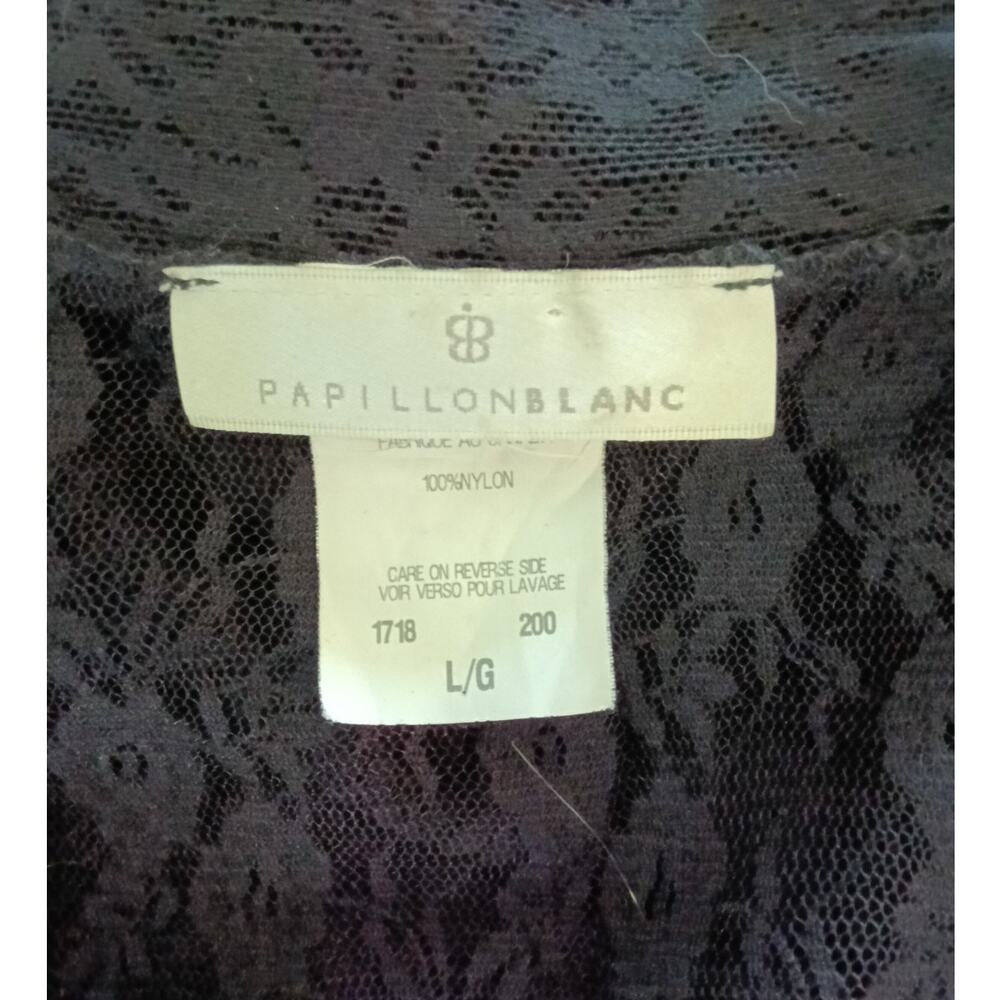 Papillon Blanc Black Long-Sleeve Lace Open/Tie Front Duster - L - Picture 6 of 6